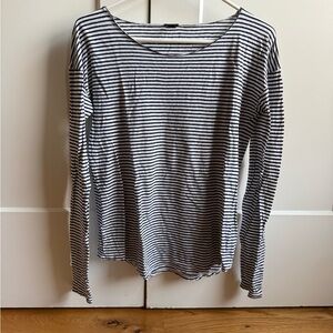 J. Crew Black and White Striped Long Sleeve Top